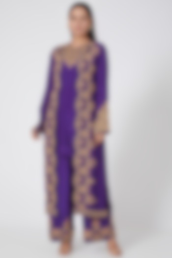 Purple Pearl Embroidered Jacket Set by House of erum