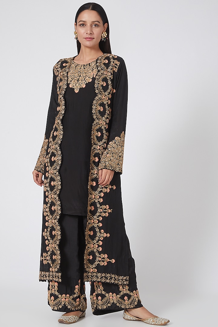Black Pearl Embroidered Jacket Set by House of erum