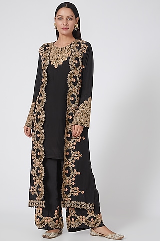 Black Pearl Embroidered Jacket Set by House of erum