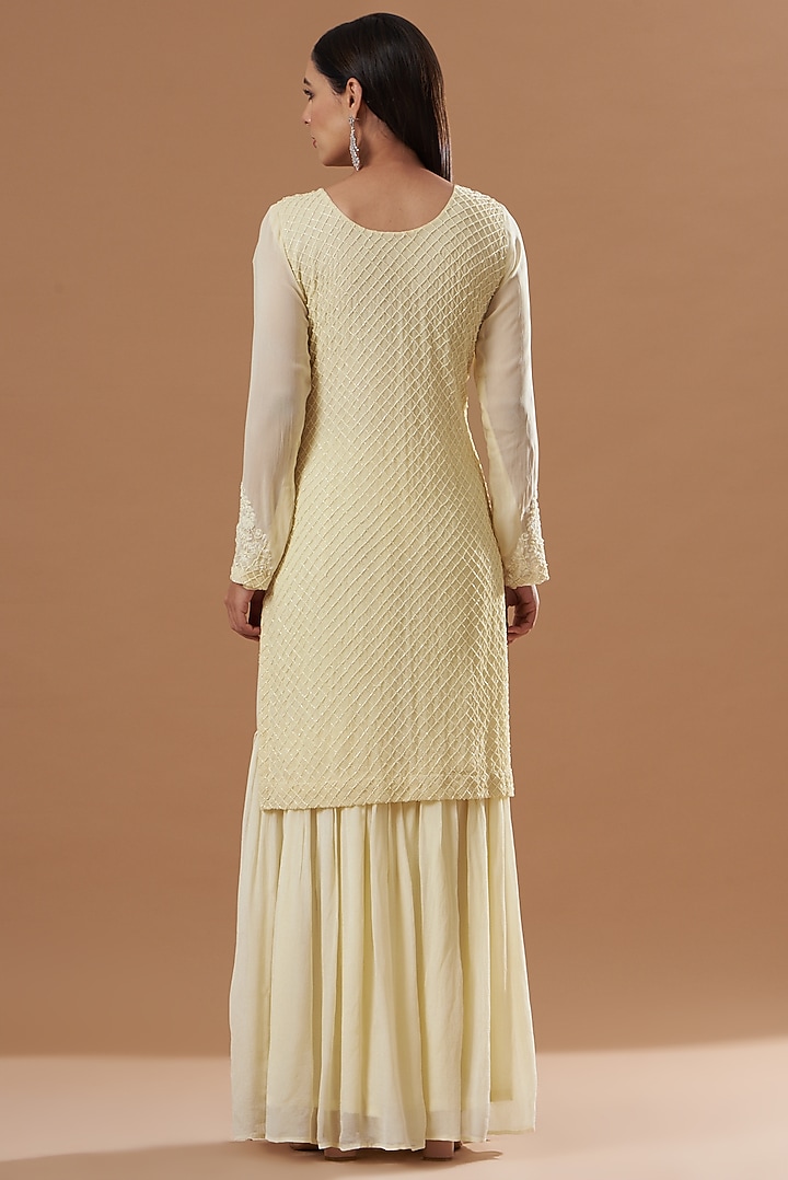 Ivory Georgette Gharara Set by House of erum at Pernia's Pop Up Shop