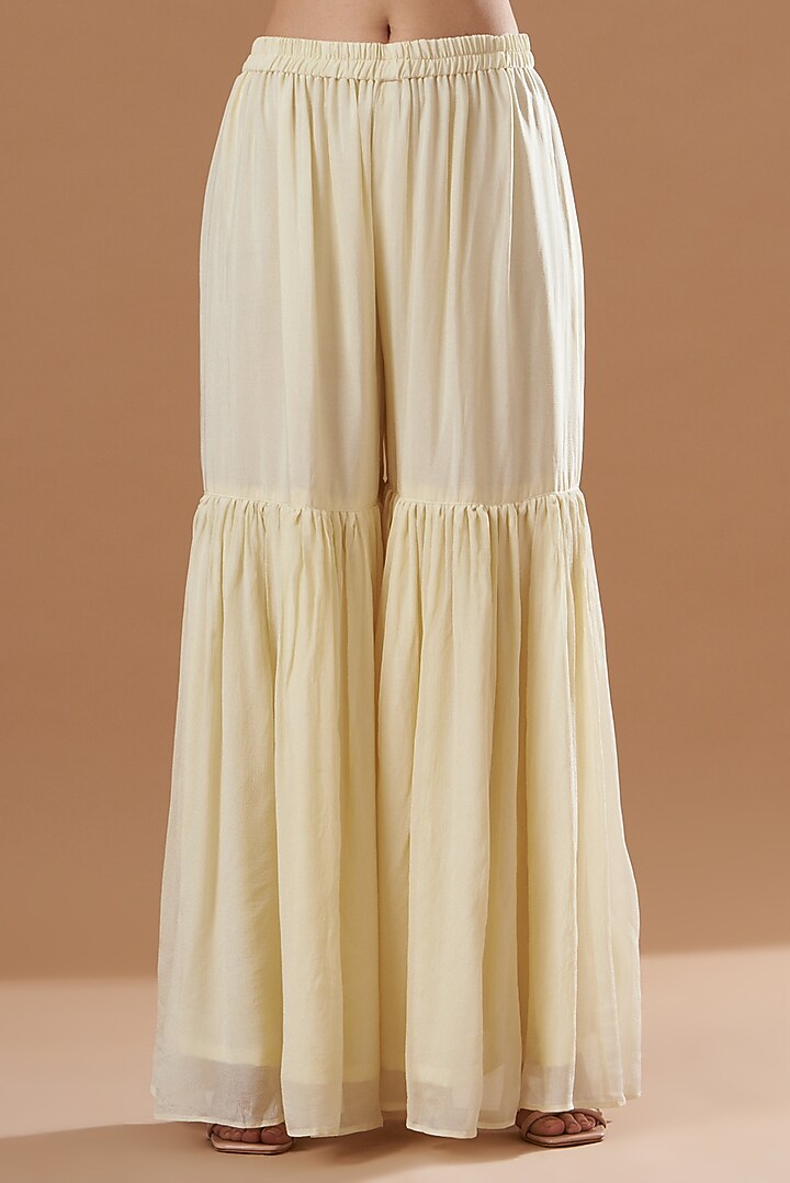 Ivory Georgette Gharara Set by House of erum at Pernia's Pop Up Shop