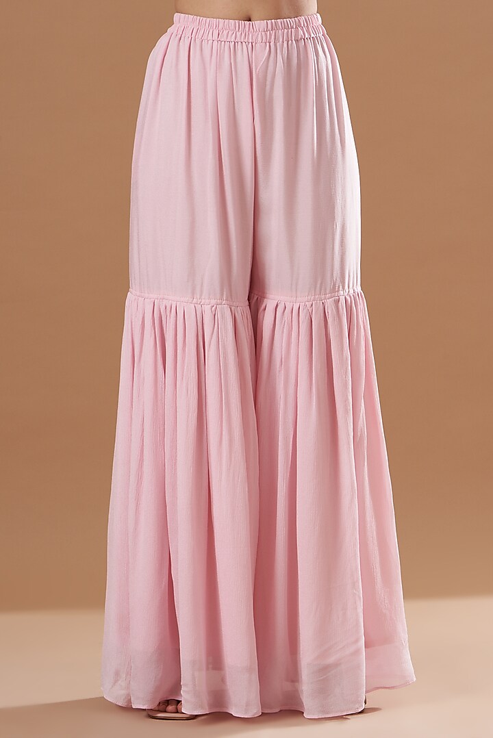 Baby Pink Georgette Gharara Set by House of erum at Pernia's Pop Up Shop