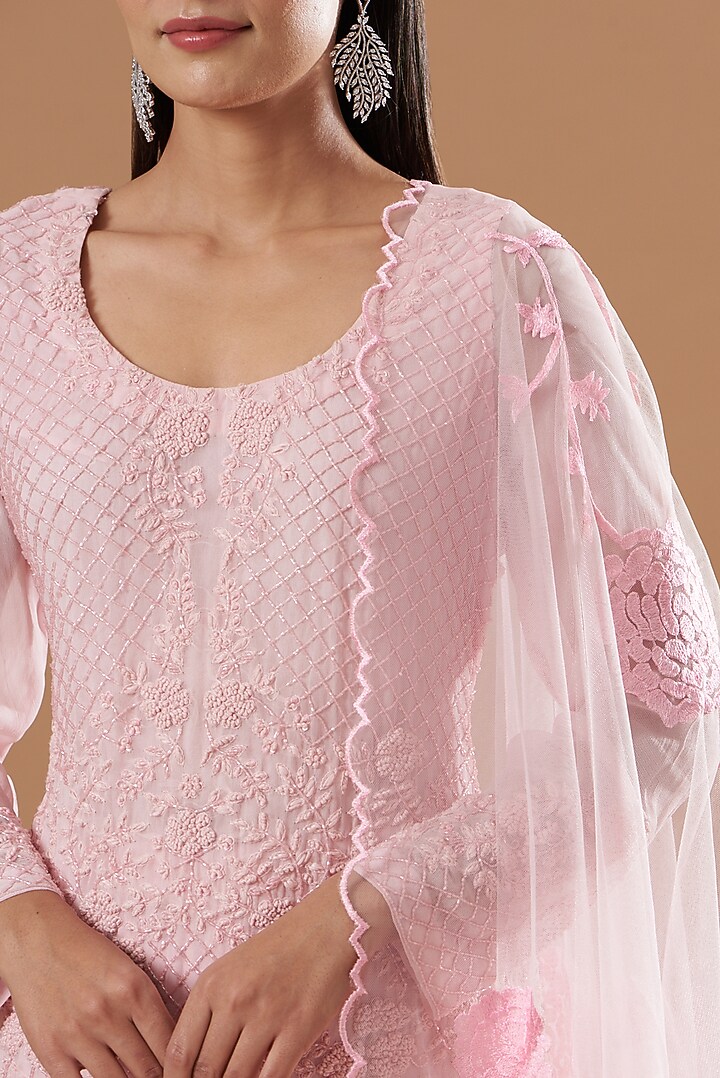 Baby Pink Georgette Gharara Set by House of erum at Pernia's Pop Up Shop