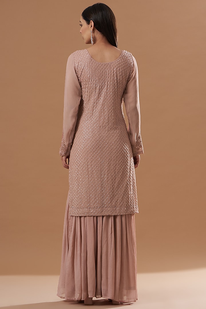 Mauve Georgette Gharara Set by House of erum at Pernia's Pop Up Shop