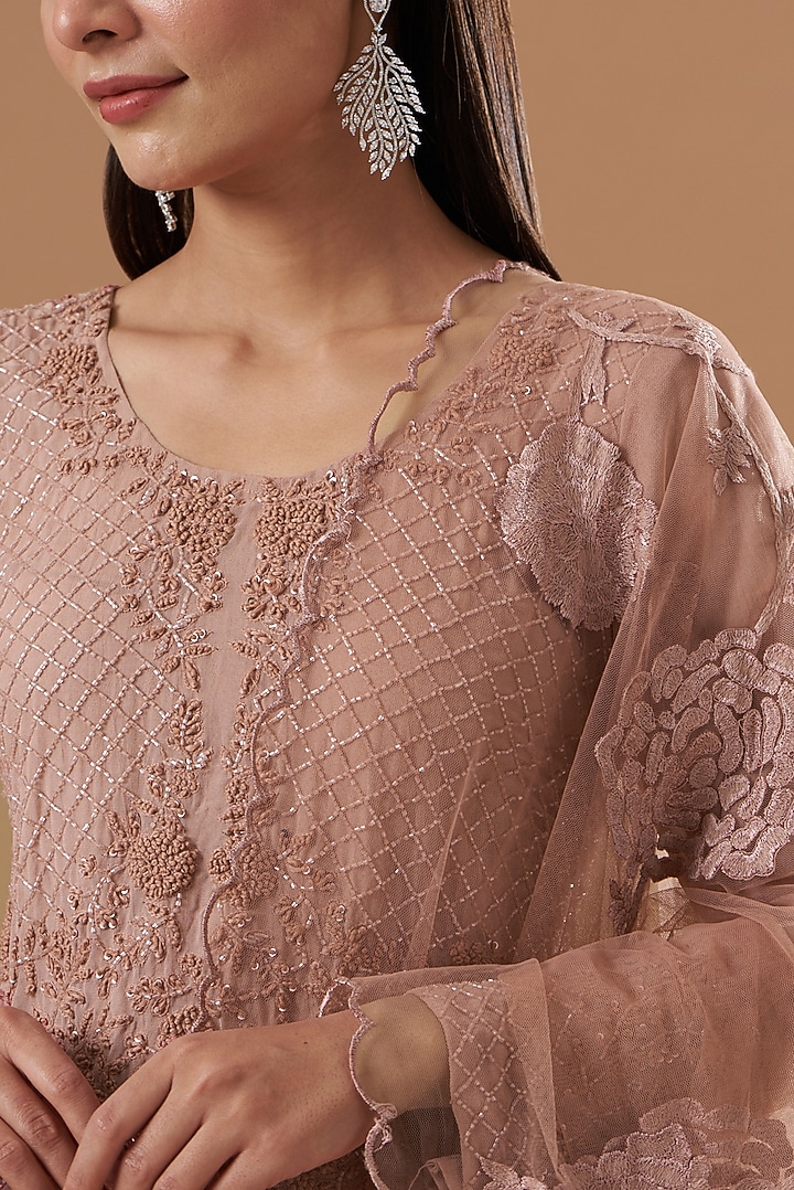 Mauve Georgette Gharara Set by House of erum at Pernia's Pop Up Shop