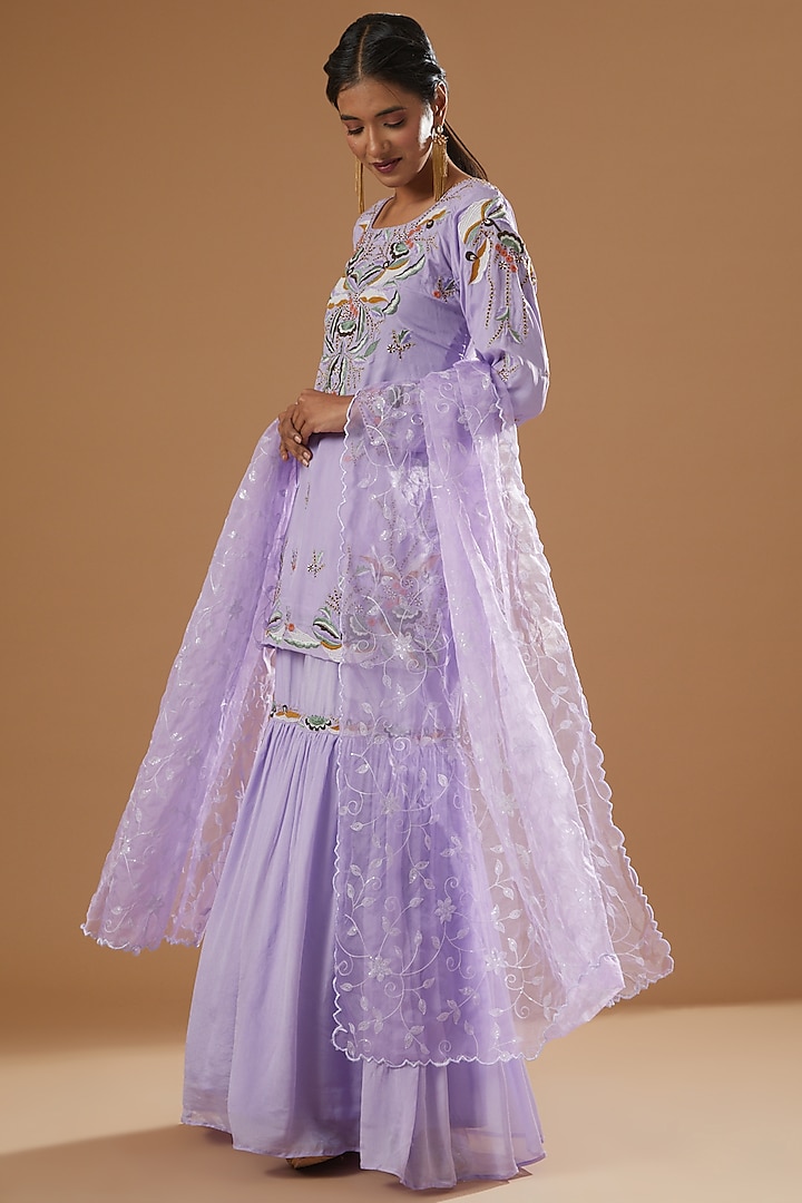 Mauve Georgette Sharara Set by House of erum