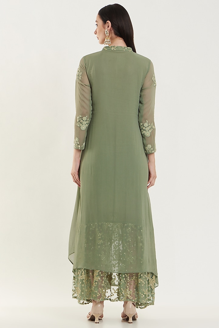 Green Georgette & Net Tunic With Dupatta by House of erum at Pernia's Pop Up Shop