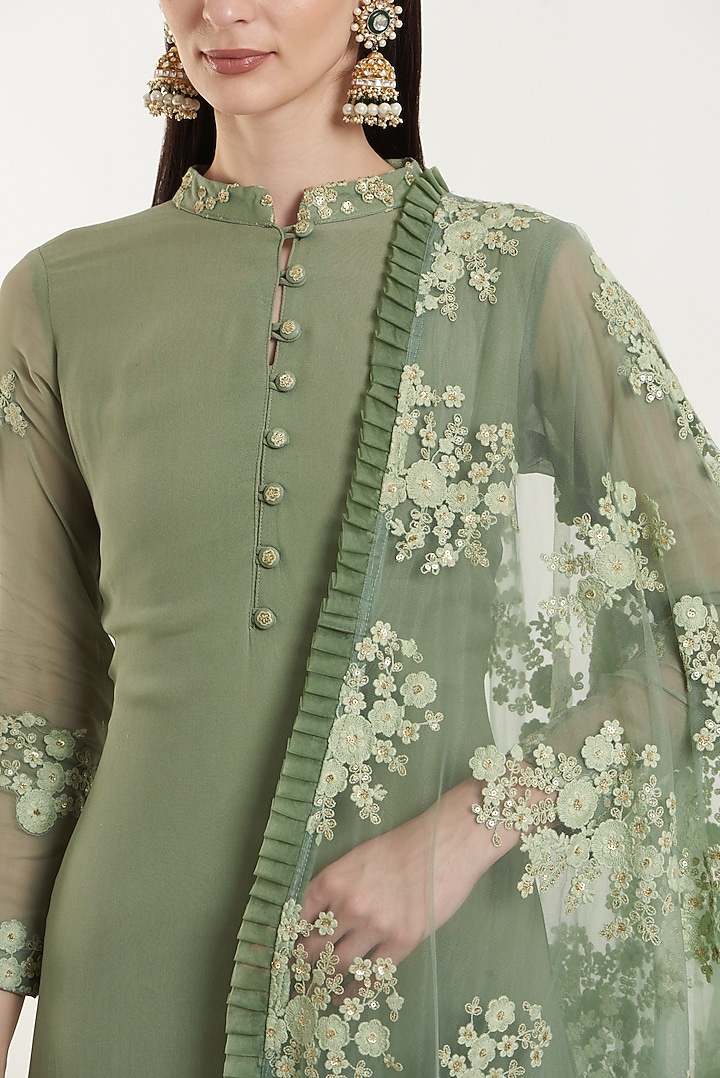 Green Georgette & Net Tunic With Dupatta by House of erum at Pernia's Pop Up Shop