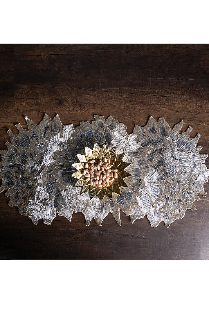 Grey & Silver Glass Beaded Table Runner by Eris home at Pernia's Pop Up Shop