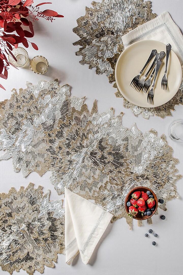Grey & Silver Glass Beaded Table Runner by Eris home at Pernia's Pop Up Shop