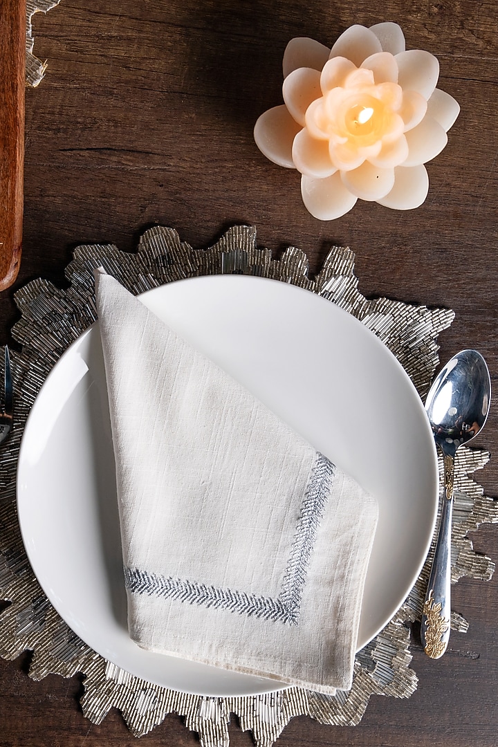Grey & Silver Glass Beaded Table Mat Set by Eris home at Pernia's Pop Up Shop