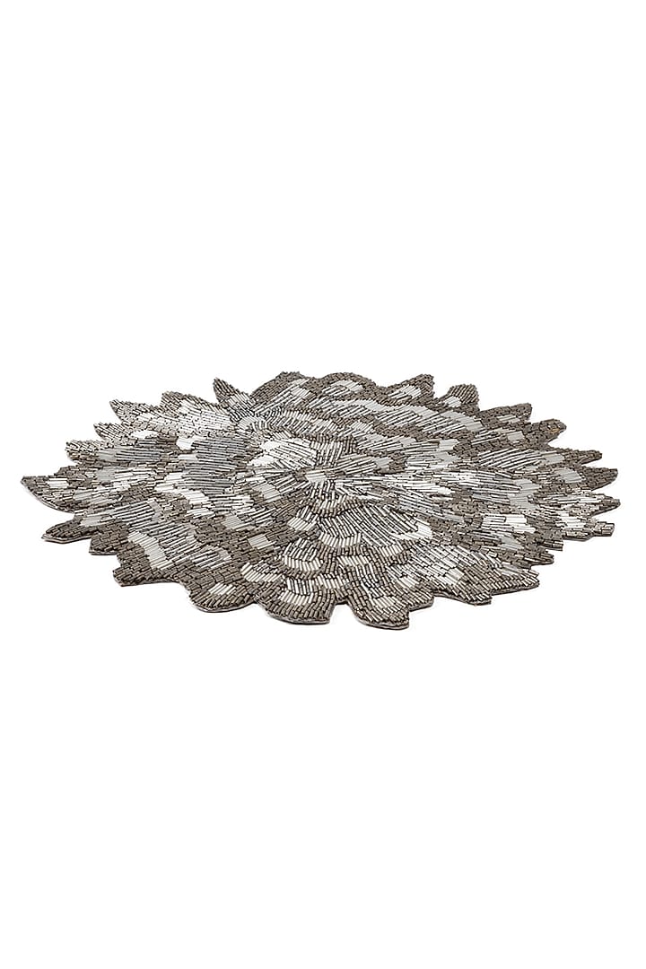Grey & Silver Glass Beaded Table Mat Set by Eris home at Pernia's Pop Up Shop