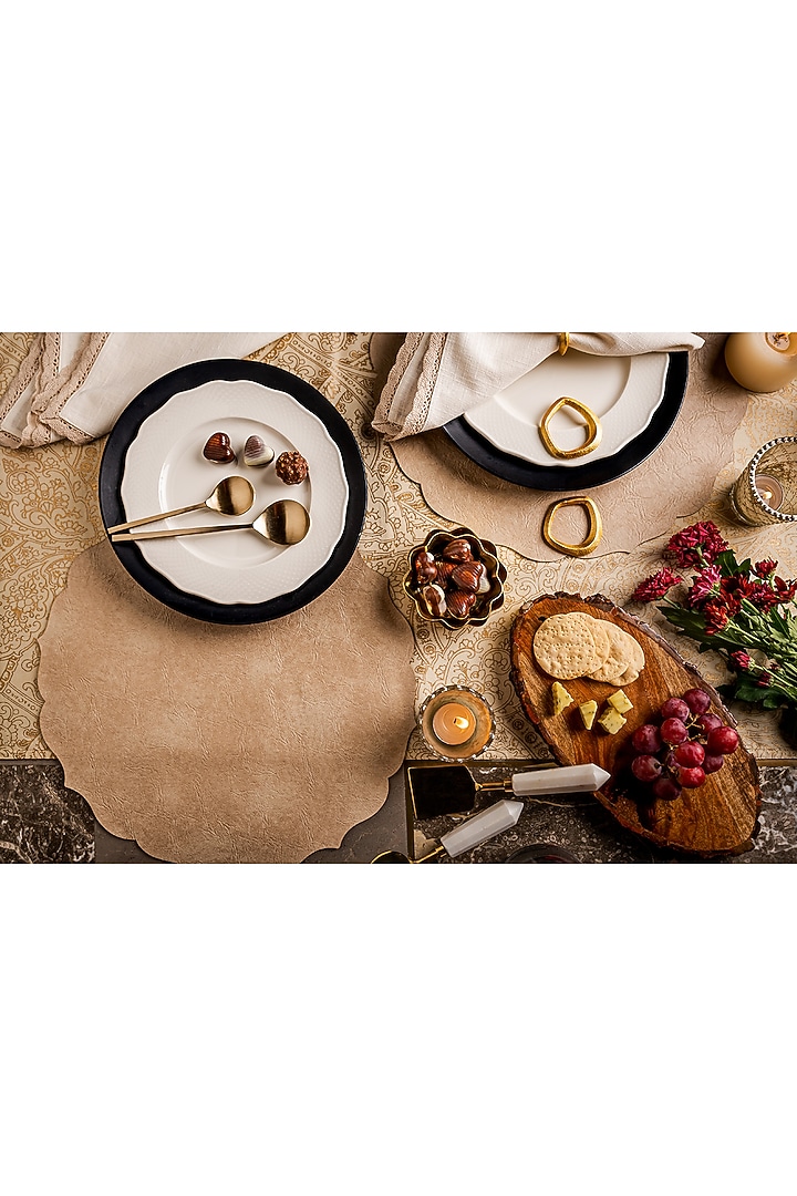 Cream Leather Table Mats (Set of 6) Design by Eris home at Pernia's Pop