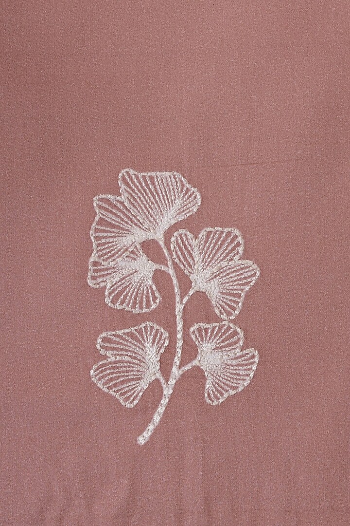 Gingko Plum Cotton Floral Printed & Embroidered Dinner Napkin Set by Eris home at Pernia's Pop Up Shop