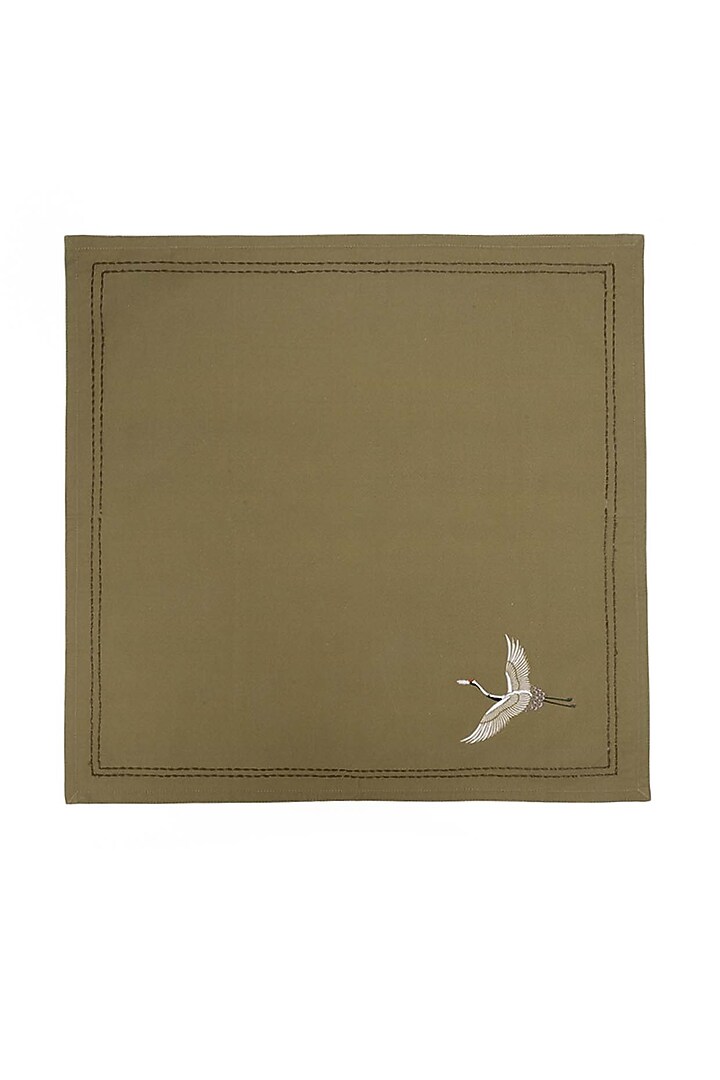 Olive Embroidered Dinner Napkin Set by Eris home at Pernia's Pop Up Shop