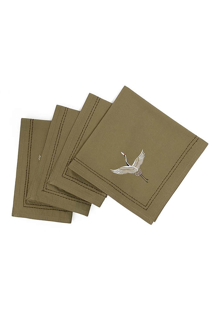 Olive Embroidered Dinner Napkin Set by Eris home at Pernia's Pop Up Shop