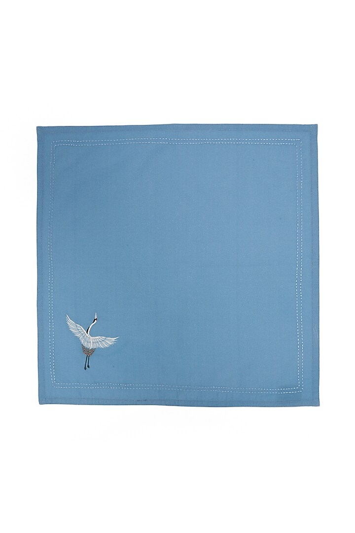 Spring Blue Embroidered Dinner Napkin Set by Eris home at Pernia's Pop Up Shop