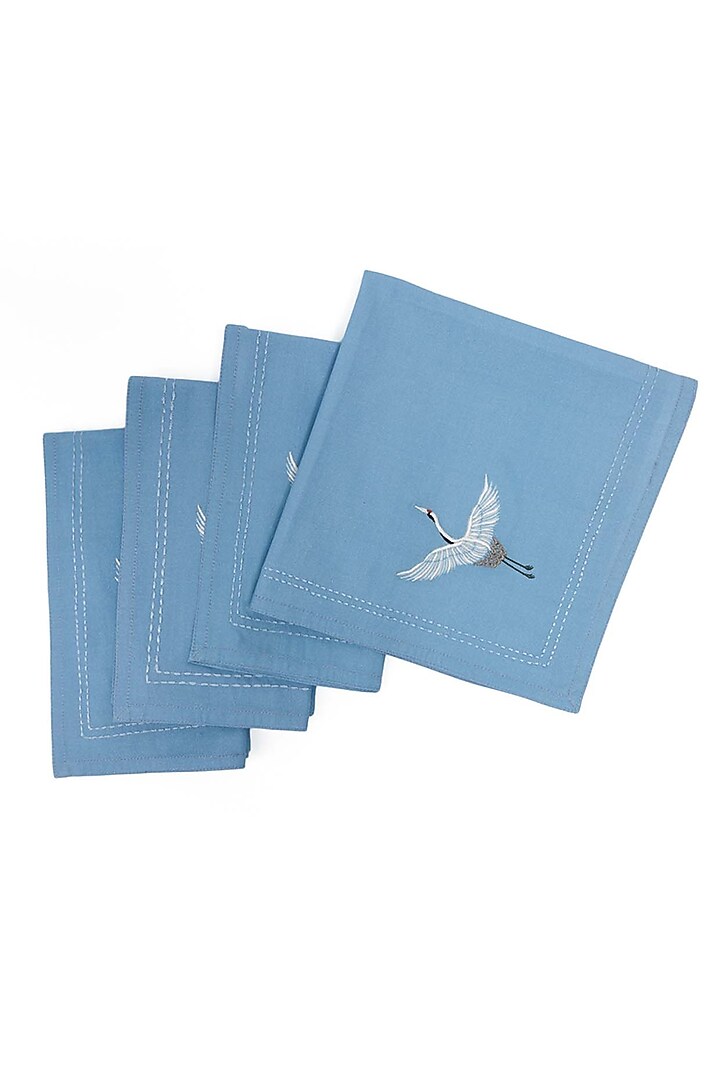 Spring Blue Embroidered Dinner Napkin Set by Eris home at Pernia's Pop Up Shop