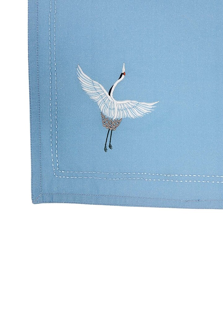Spring Blue Embroidered Dinner Napkin Set by Eris home at Pernia's Pop Up Shop