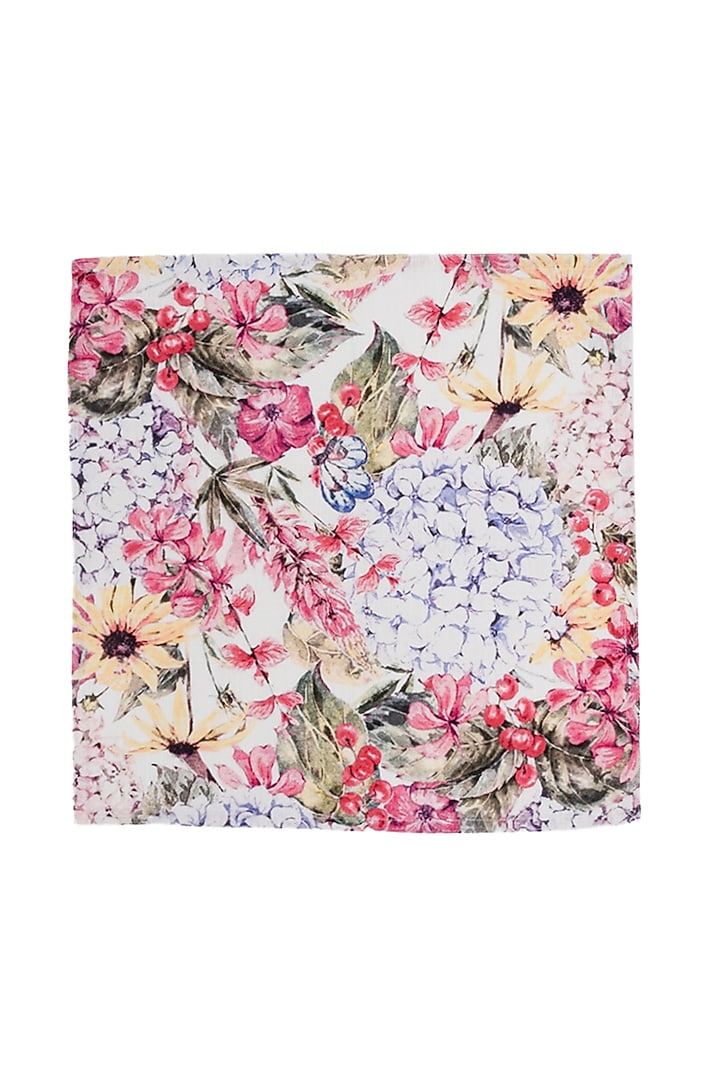 Multi-Colored Digital Floral Printed Dinner Napkin Set by Eris home at Pernia's Pop Up Shop
