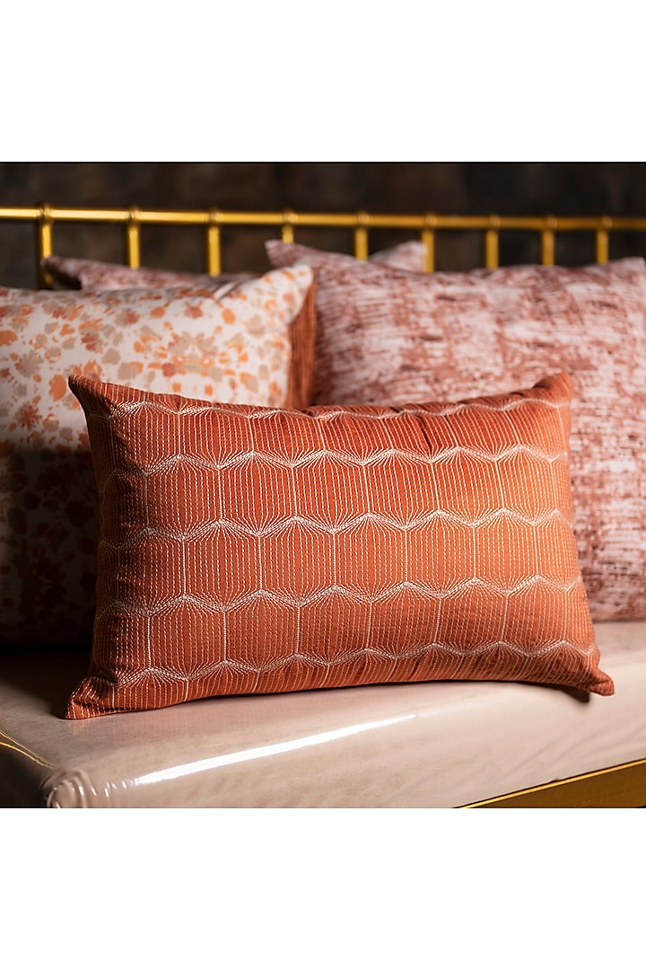 Orange Velvet Cushion Cover by Eris home