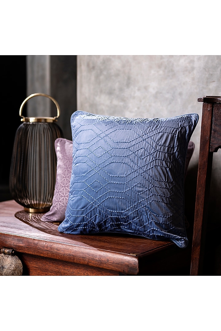 Midnight Blue Velvet Cushion Cover Design by Eris home at Pernia's Pop