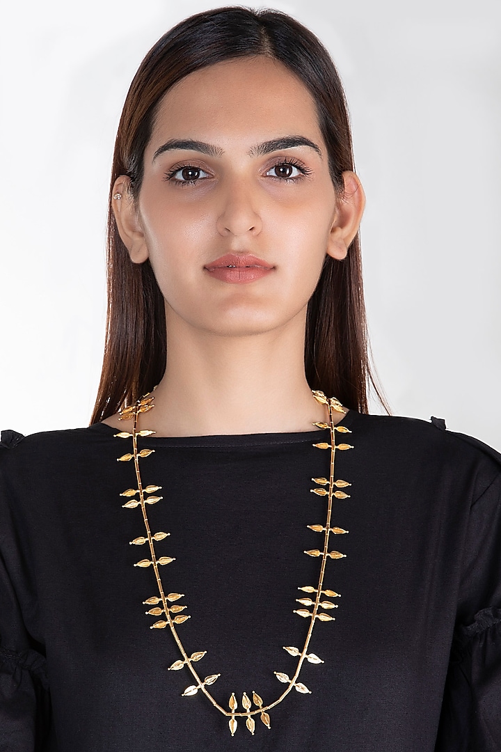 Gold Plated Jasmine Bud Long Necklace by House of Esa