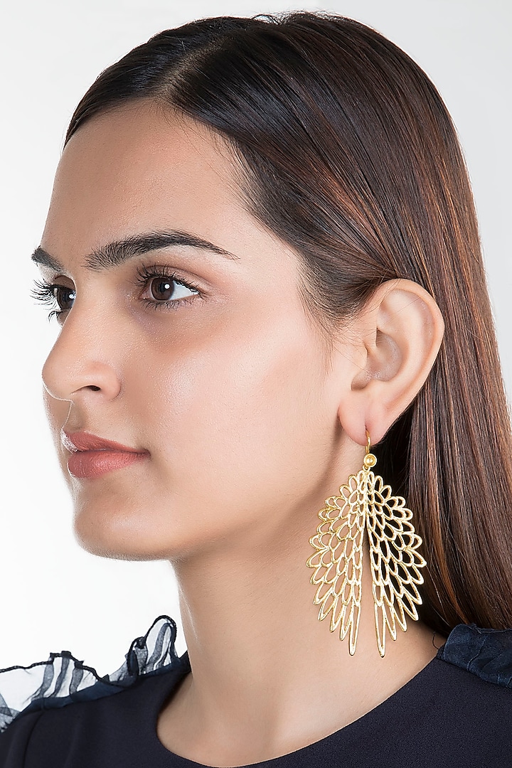 Gold Plated Eagle Wings Earrings by House of Esa