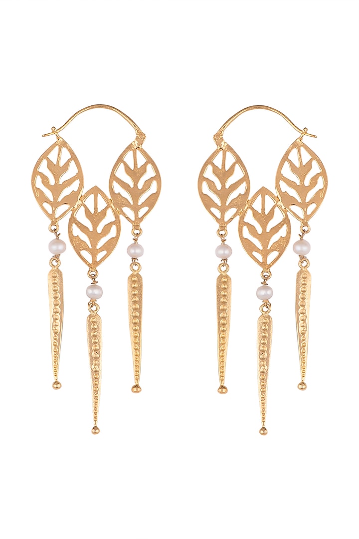 Gold Plated Basil leaf Hoop Earrings Design by House of Esa at Pernia's ...
