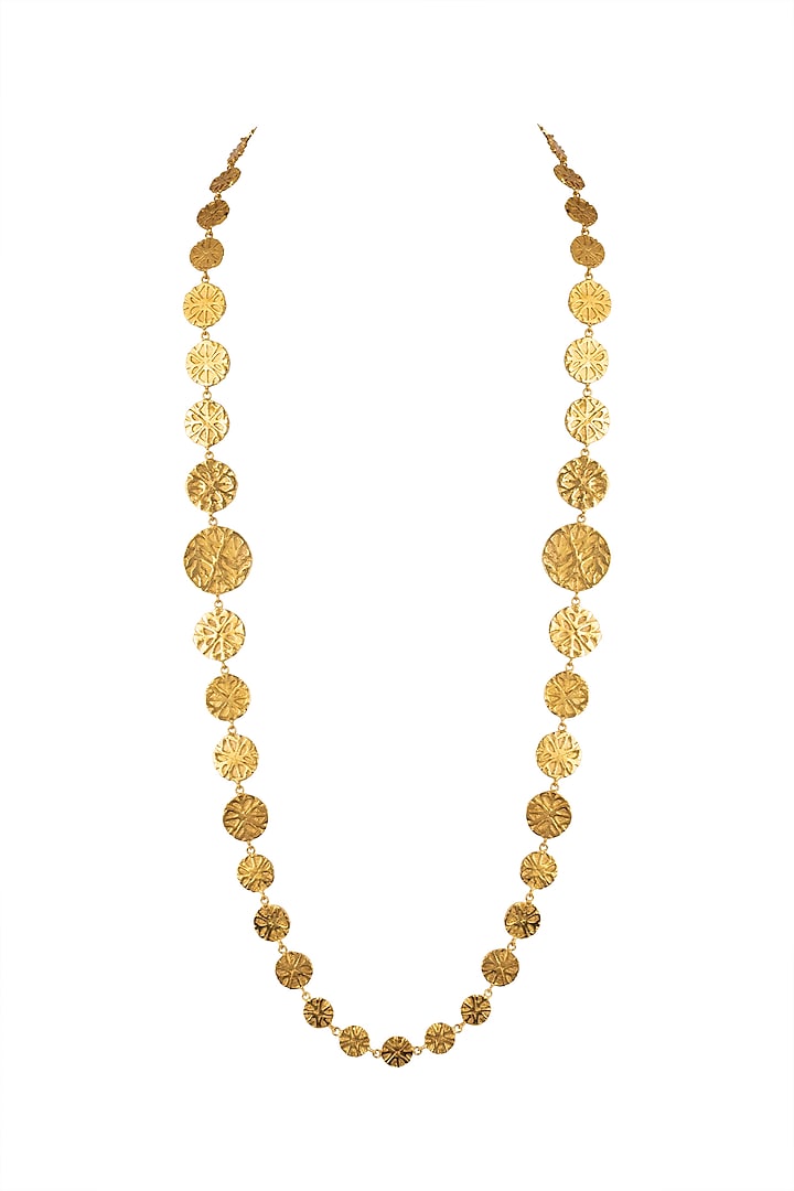 Gold Finish Basil Leaf Coin Necklace by House Of Esa