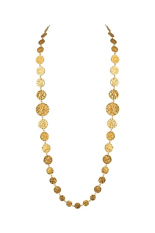 Gold Finish Basil Leaf Coin Necklace by House Of Esa