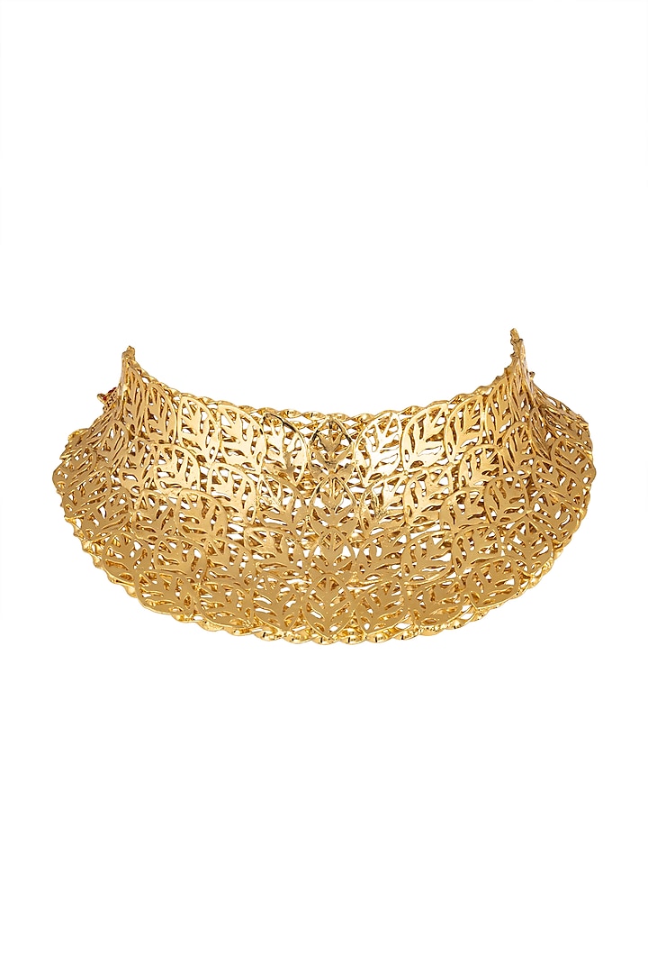 Gold Finish Choker Necklace by House Of Esa