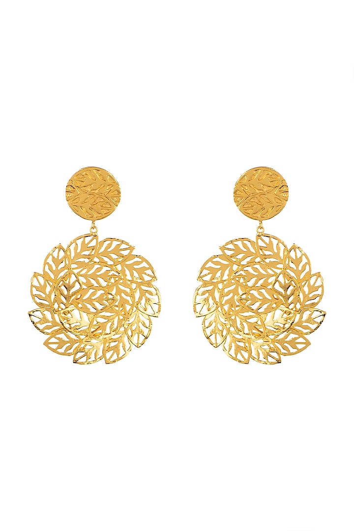Gold Finish Drop Earrings by House Of Esa