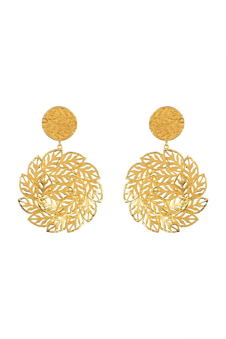 Gold Finish Drop Earrings by House Of Esa at Pernia's Pop Up Shop