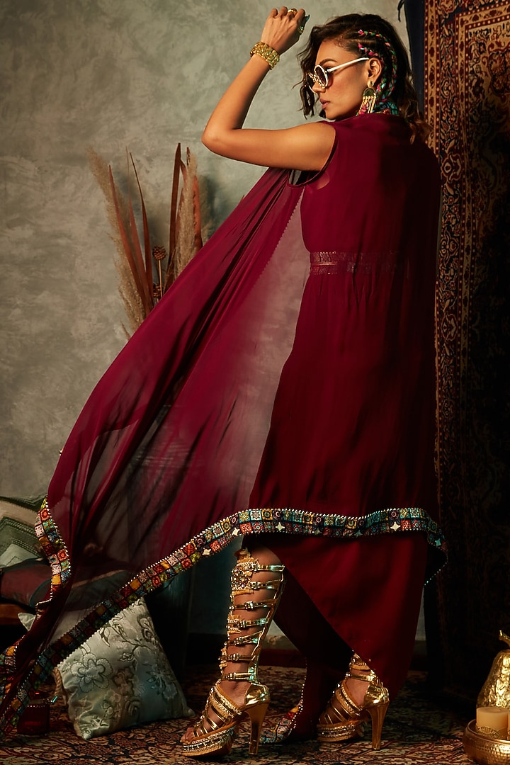 Purple Double Georgette Maxi Vacation Dress by Esha L Amin at Pernia's Pop Up Shop