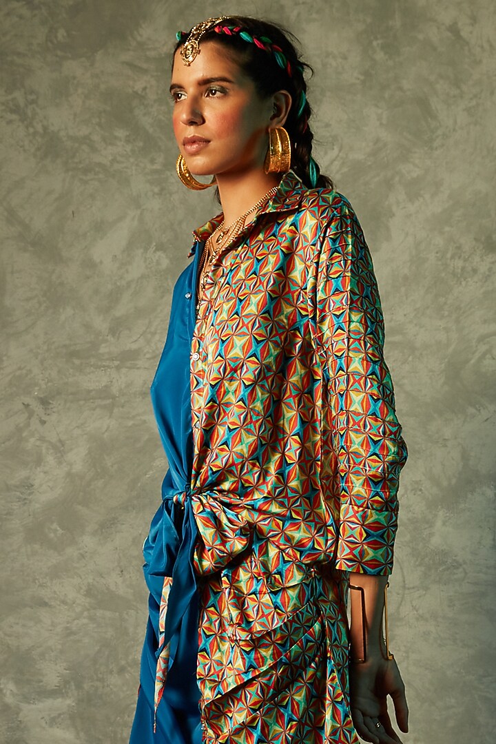 Multi-Coloured Modal Satin Printed Vacation Dress by Esha L Amin at Pernia's Pop Up Shop