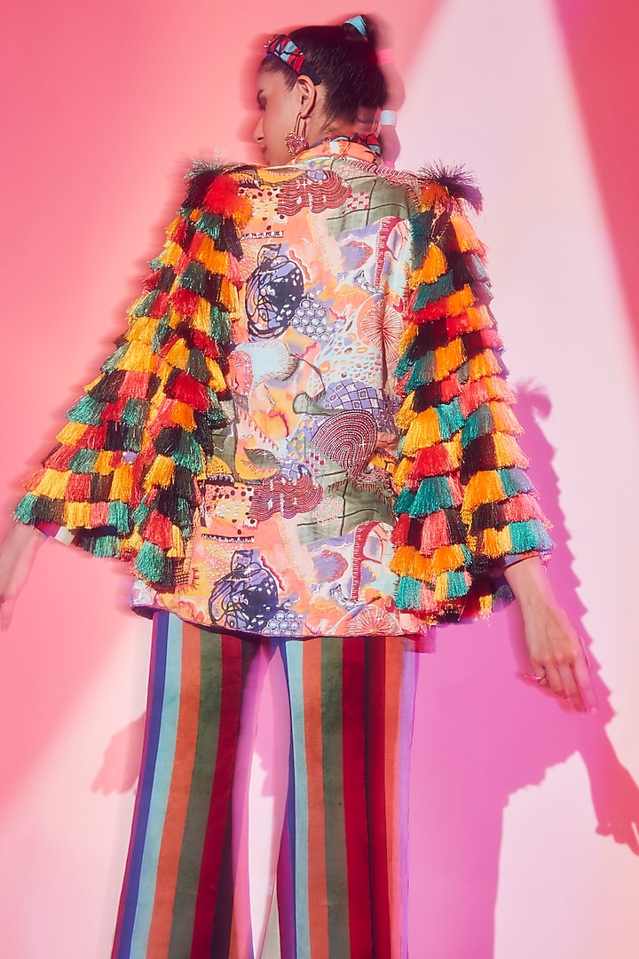 Multi-Colored Viscose Crepe Jacket Set by Esha L Amin at Pernia's Pop Up Shop
