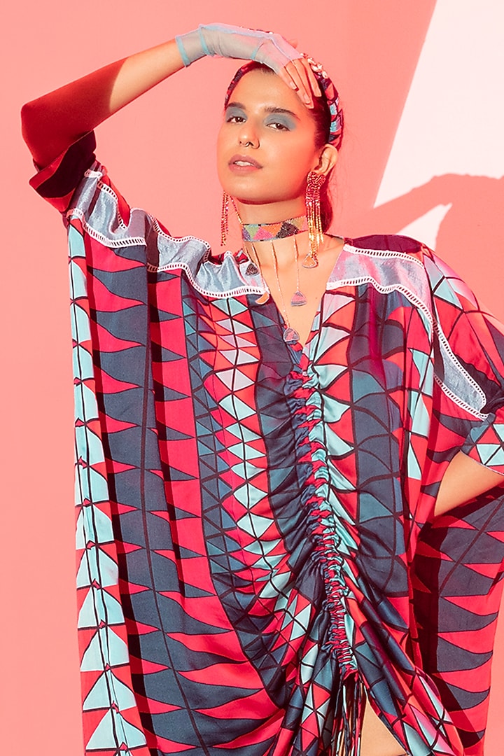 Multi-Colored Viscose Crepe Kaftan by Esha L Amin at Pernia's Pop Up Shop