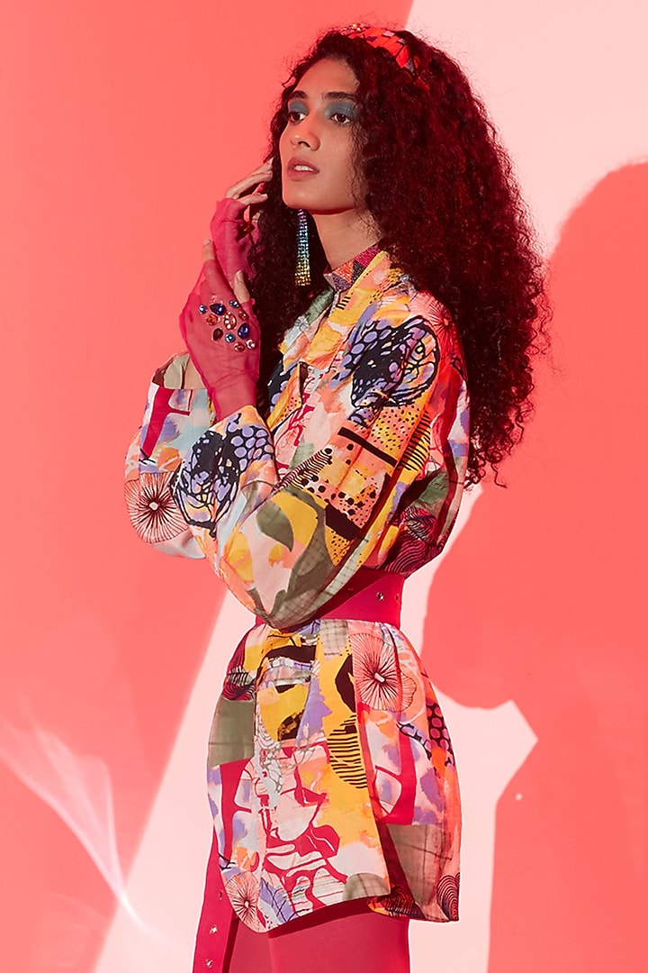 Multi-Colored Viscose Crepe Stella Blazer by Esha L Amin at Pernia's Pop Up Shop