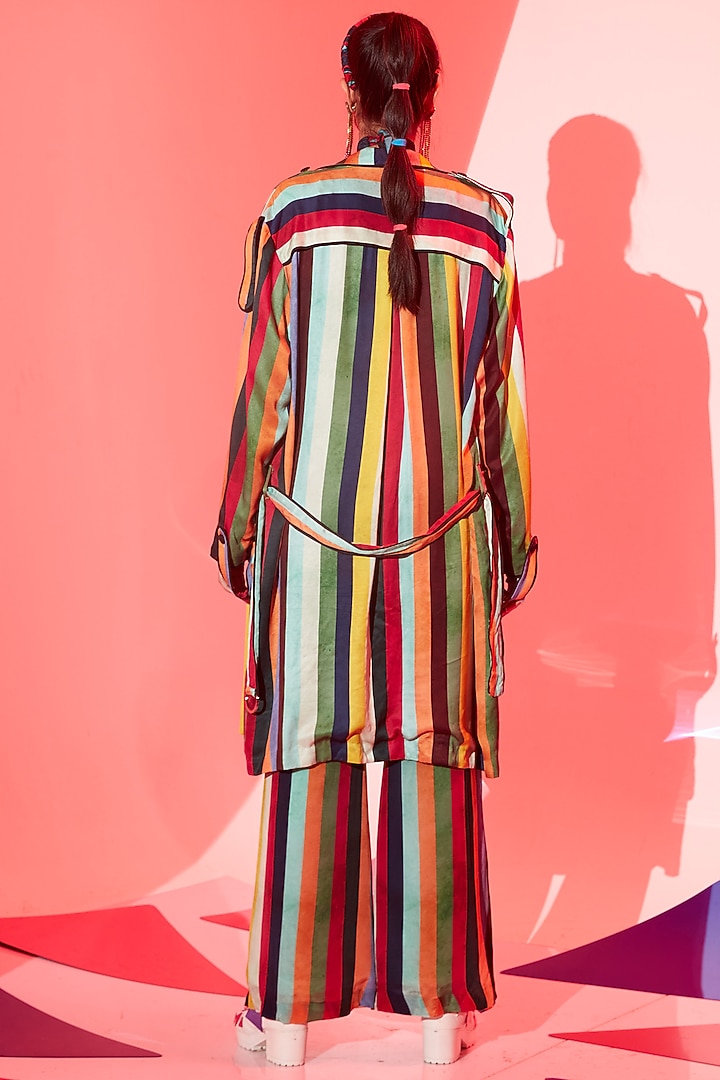 Multi-Colored Viscose Crepe Coat Set by Esha L Amin at Pernia's Pop Up Shop