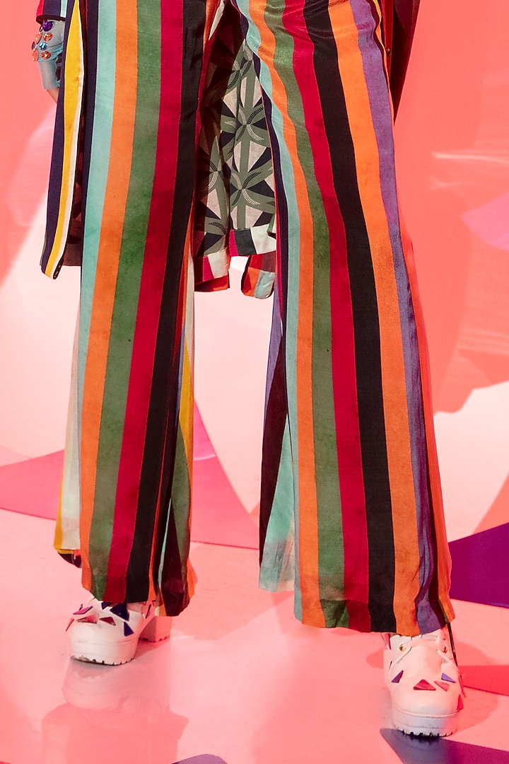 Multi-Colored Viscose Crepe Coat Set by Esha L Amin at Pernia's Pop Up Shop
