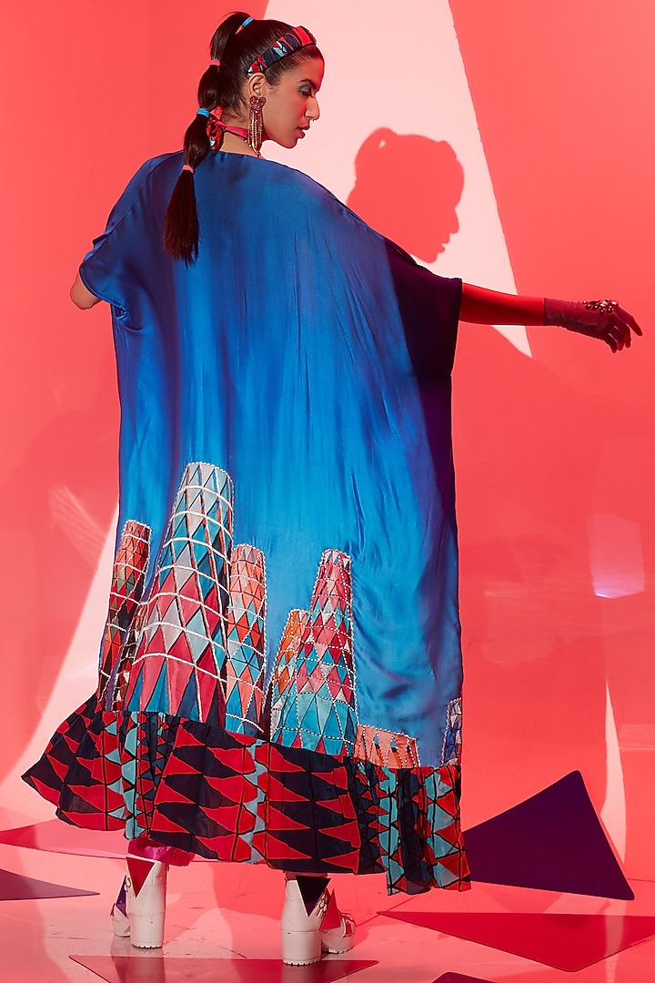 Multi-Colored Viscose Crepe Printed Cape Set by Esha L Amin at Pernia's Pop Up Shop