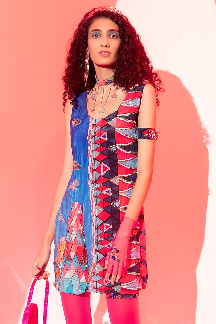 Multi-Colored Viscose Crepe Vacation Dress by Esha L Amin at Pernia's Pop Up Shop