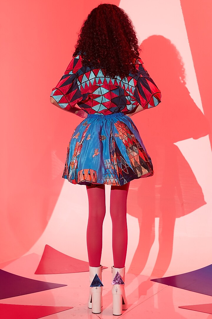 Multi-Colored Viscose Crepe Printed Skirt Set by Esha L Amin at Pernia's Pop Up Shop