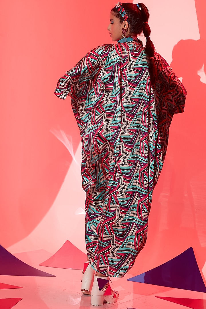 Multi-Coloured Viscose Crepe Kaftan by Esha L Amin at Pernia's Pop Up Shop