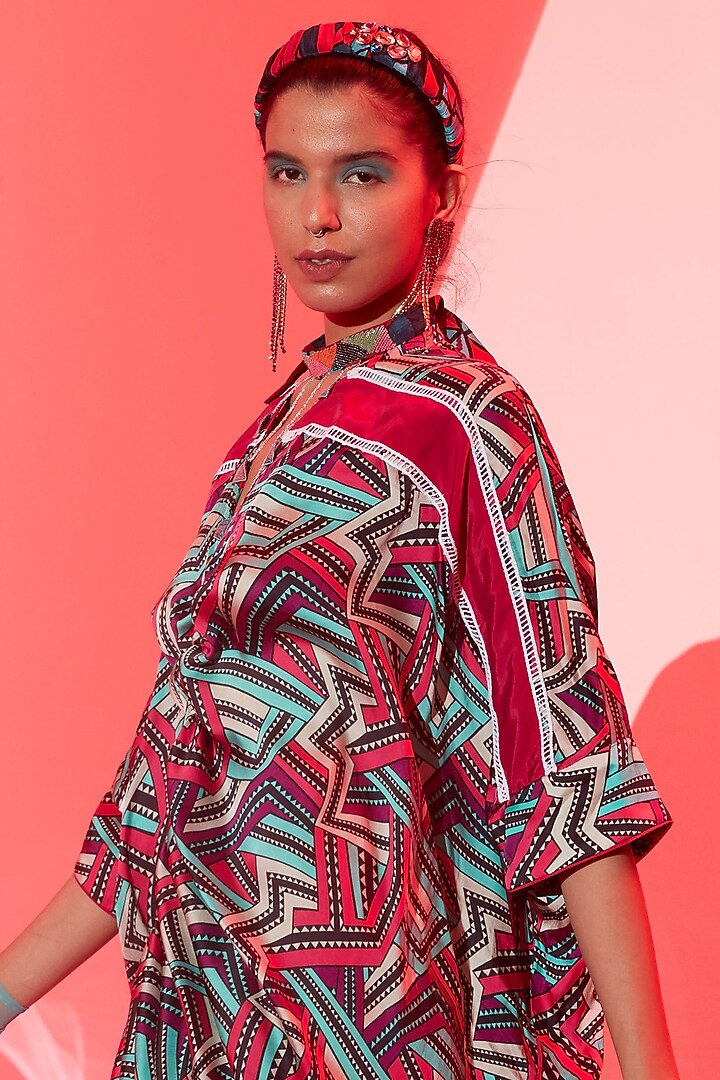 Multi-Coloured Viscose Crepe Kaftan by Esha L Amin at Pernia's Pop Up Shop
