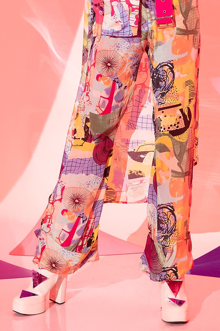 Multi-Colored Viscose Crepe Co-Ord Set by Esha L Amin at Pernia's Pop Up Shop