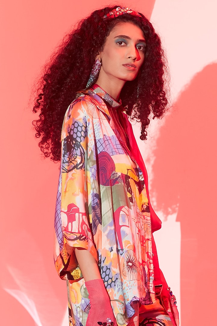 Multi-Colored Viscose Crepe Co-Ord Set by Esha L Amin at Pernia's Pop Up Shop