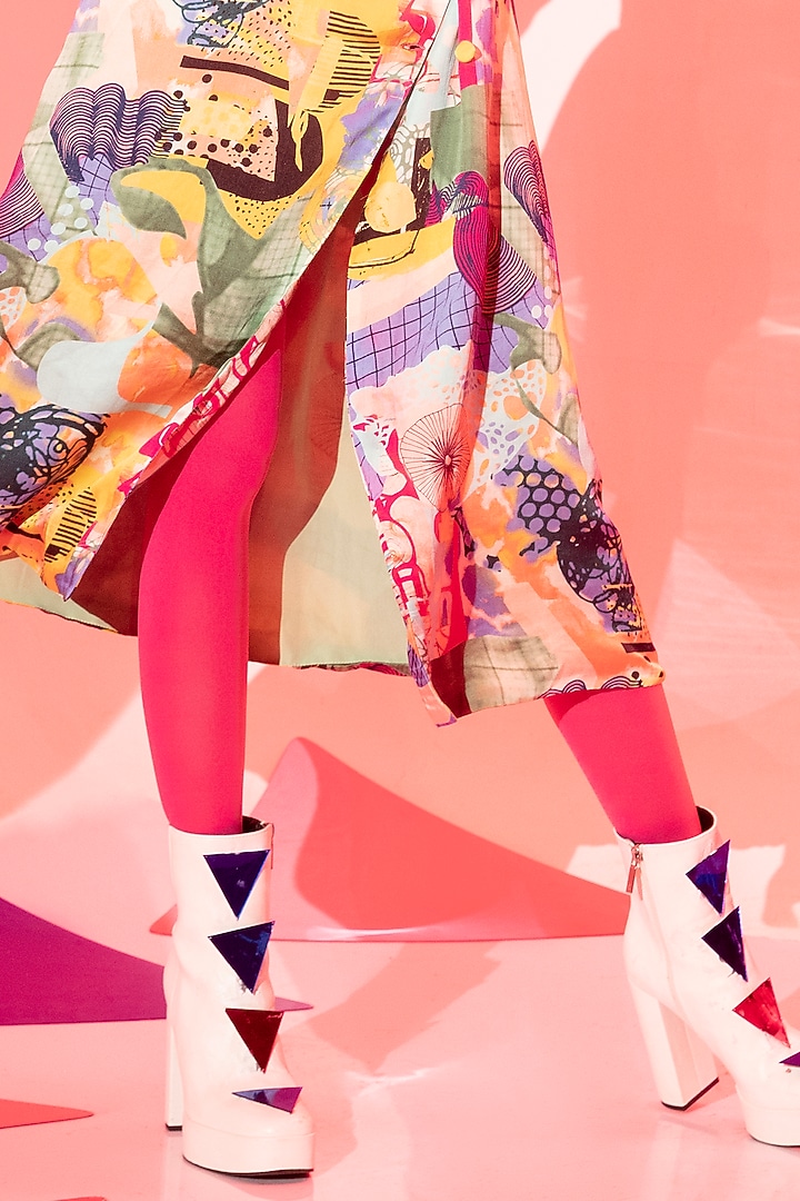 Multi-Coloured Viscose Crepe Maxi Blazer Vacation Dress by Esha L Amin at Pernia's Pop Up Shop