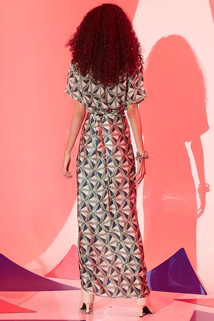 Multi-Coloured Viscose Crepe Printed Skirt Set by Esha L Amin at Pernia's Pop Up Shop